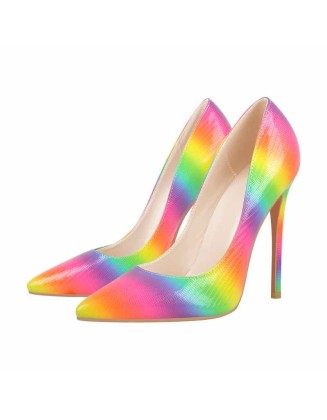 Multicolor Snake Pattern Pointed Toe Stilettos Pumps
