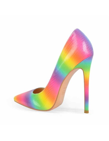 Multicolor Snake Pattern Pointed Toe Stilettos Pumps