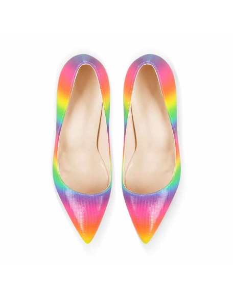 Multicolor Snake Pattern Pointed Toe Stilettos Pumps