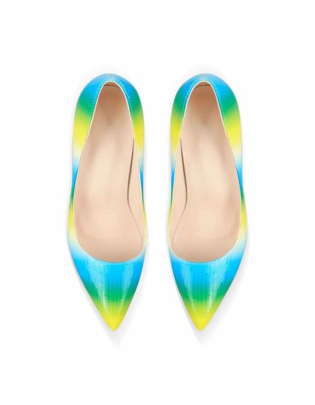 Multicolor Snake Pattern Pointed Toe Stilettos Pumps