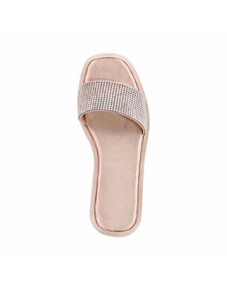 Rhinestone Slippers Open Toe Slide Flat Sandals