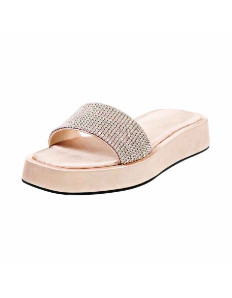 Rhinestone Slippers Open Toe Slide Flat Sandals
