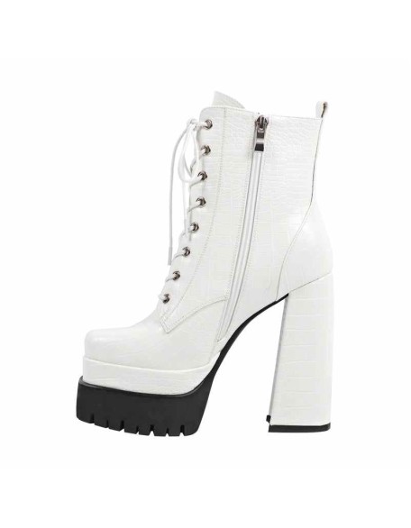 Double Platform Lace-up Side Zipper Boots