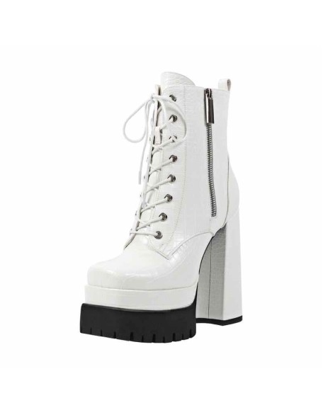 Double Platform Lace-up Side Zipper Boots