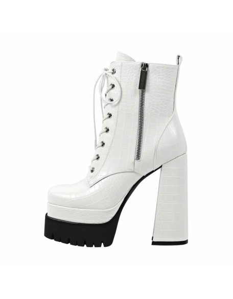 Double Platform Lace-up Side Zipper Boots