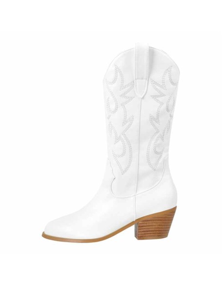 Mid-Calf Embroidered Pull On Western Boots