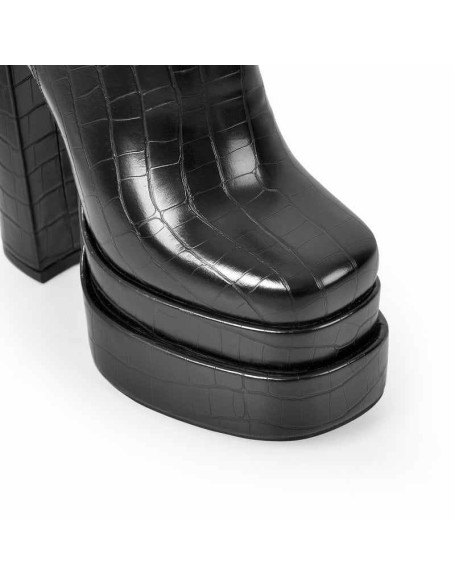 Platform Stone Pattern Short Ankle Boots