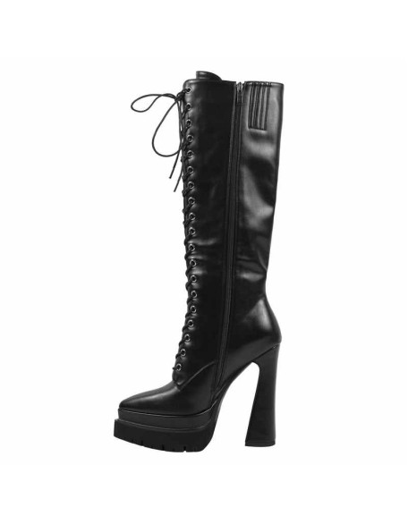 Double Platform Pointed Toe Lace-up Boots