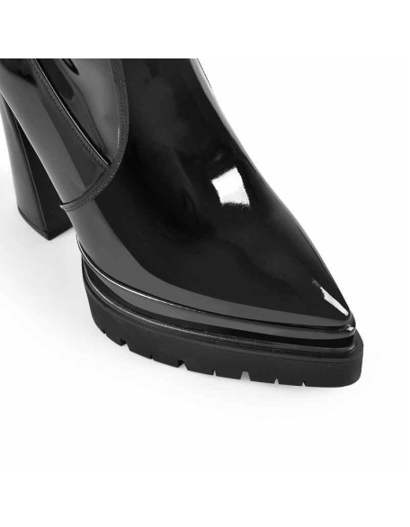 Black Pointed Toe Double Platform Knee High Boots