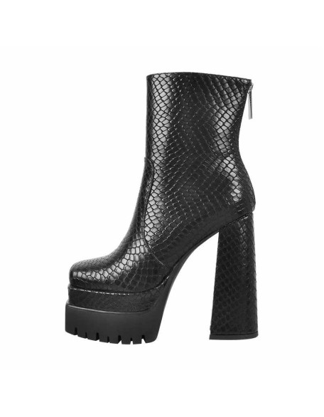 Platform Chunky High Heels Zipper Ankle Boots