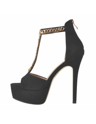 Peep Toe T-Strap Platform High Heel Sandals