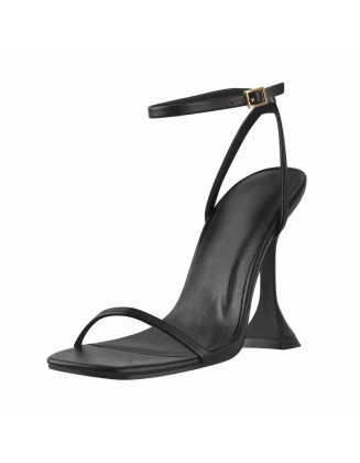 Black Ankle Strap High Heel Sandals
