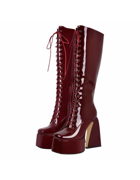 Chunky Heels Platform Knee High Boots