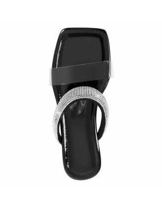 Clear Strap Rhinestone Flat Sandals