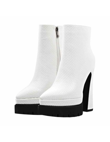 Double Platform Pointed Toe Zipper Ankle Boots
