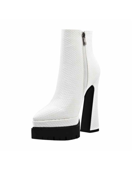 Double Platform Pointed Toe Zipper Ankle Boots
