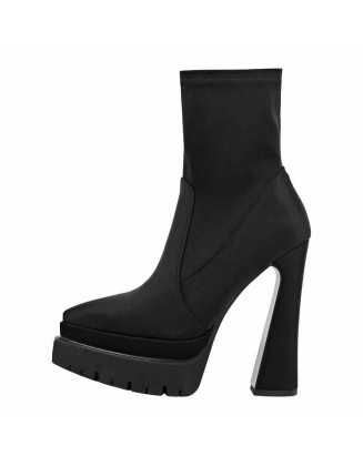 Double Platform Pointed Toe Split Joint Boots