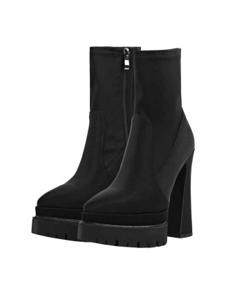 Double Platform Pointed Toe Split Joint Boots