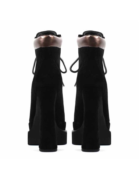 Double Platform Pointed Toe Lace-up Ankle Boots