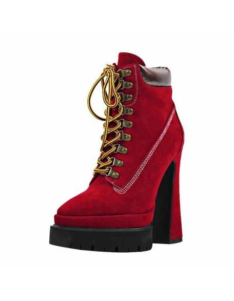 Double Platform Pointed Toe Lace-up Ankle Boots