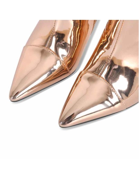 Metallic Leather Stiletto Knee High Boots