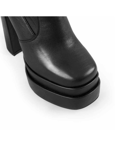 Platform Chunky Heels Black Knee High Boots