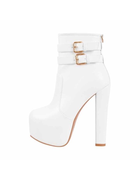 Platform Chunky High Heels Buckle Zip Ankle Boots