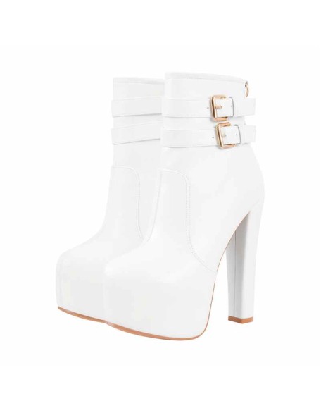 Platform Chunky High Heels Buckle Zip Ankle Boots