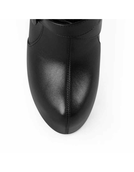 Round Toe Platform Chunky Buckle Zipper Ankle Boots