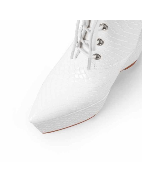 Wedge High Heel Platform Lace up Zipper Ankle Boots