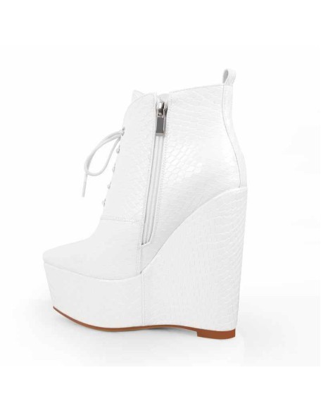 Wedge High Heel Platform Lace up Zipper Ankle Boots
