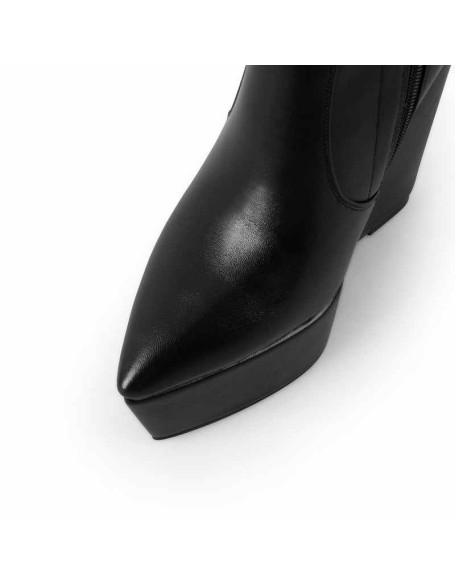 Pointed Toe Wedge Heel Zipper Thigh Knee High Boots