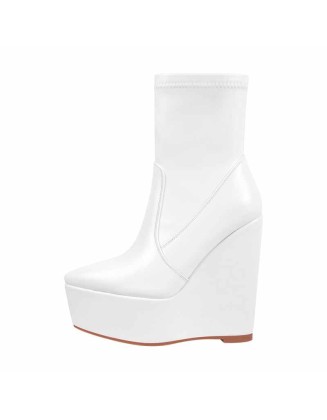 Wedge High Heel Platform Zip up Ankle Boots