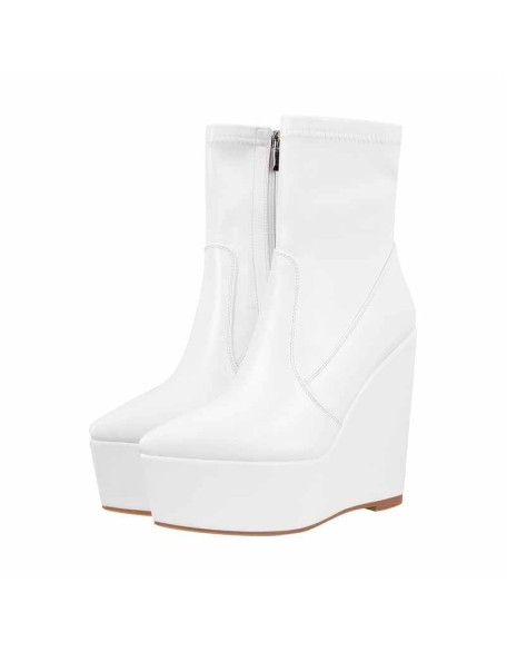Wedge High Heel Platform Zip up Ankle Boots