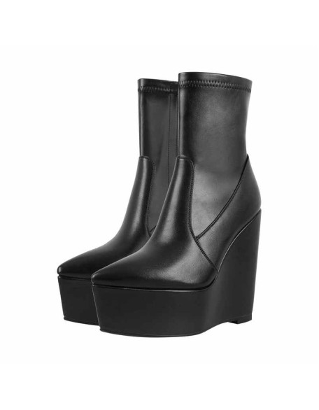 Wedge High Heel Platform Zip up Ankle Boots