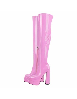 Platform Chunky High Heel Thigh Boots