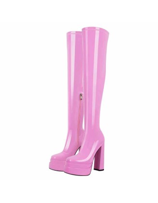 Platform Chunky High Heel Thigh Boots