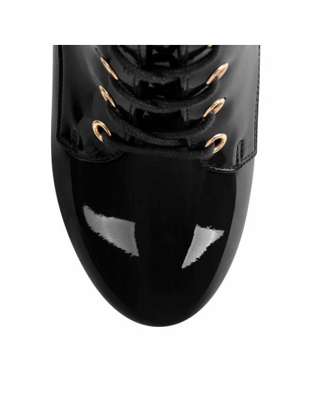 Patent Leather Platform Lace Up Ankle Boots