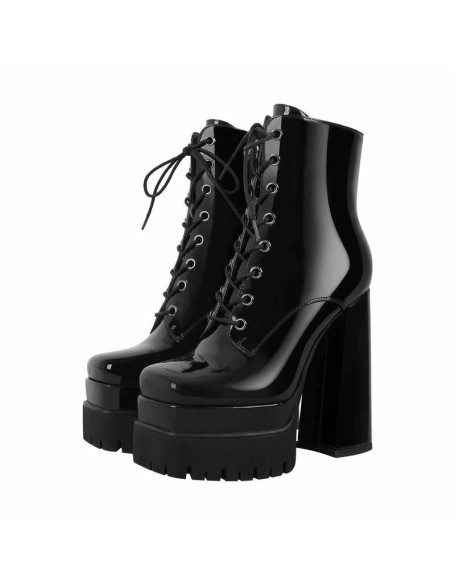 Double Platform Lace up Ankle Boots