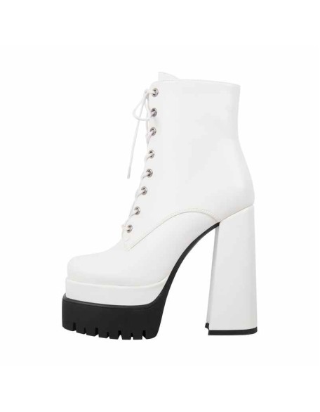 Double Platform Lace up Ankle Boots