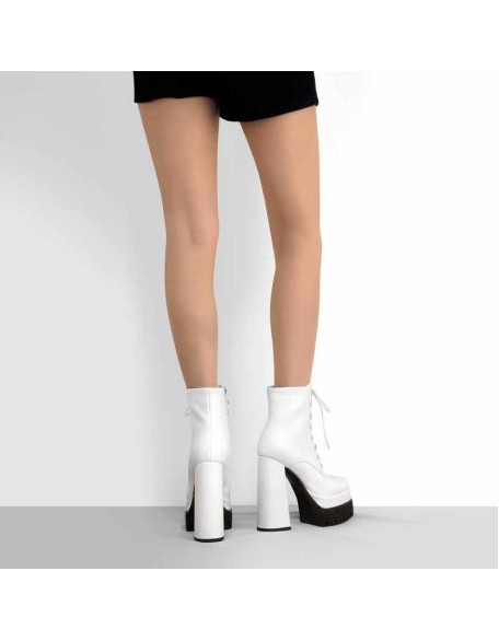 Double Platform Lace up Ankle Boots