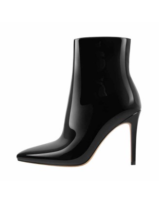 Pointed Toe Stiletto Patent Ankle Boots