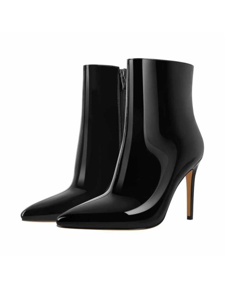 Pointed Toe Stiletto Patent Ankle Boots