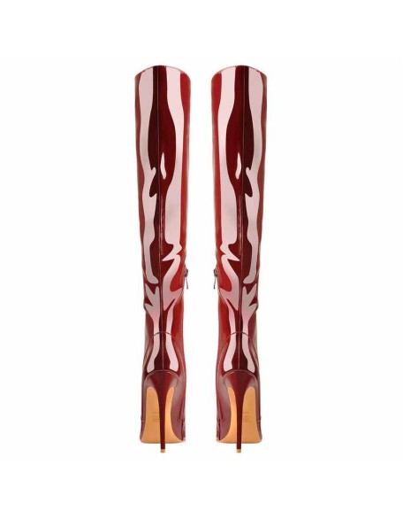 Pointed Toe Patent Side Zipper Knee High Boots