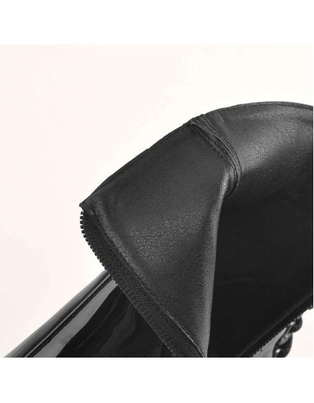 Red Peep Toe Patent Leather Zipper Ankle Boots