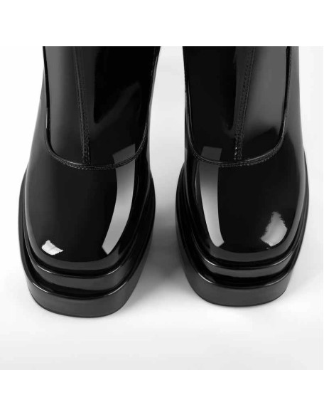 Patent Platform Chunky Knee High Thigh Boots