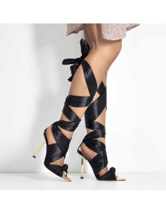 Pointy Open Toe High Heel Lace up Sandals
