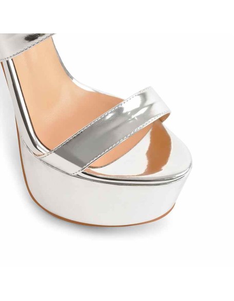 Silver Cross Criss Ankle Strap High Heel Sandals