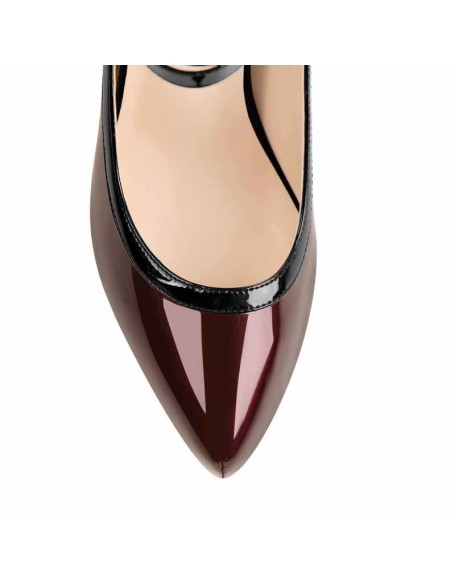 Quadruple Buckle Ankle Strap Patent High Heel Pumps