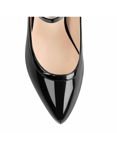 Quadruple Buckle Ankle Strap Patent High Heel Pumps